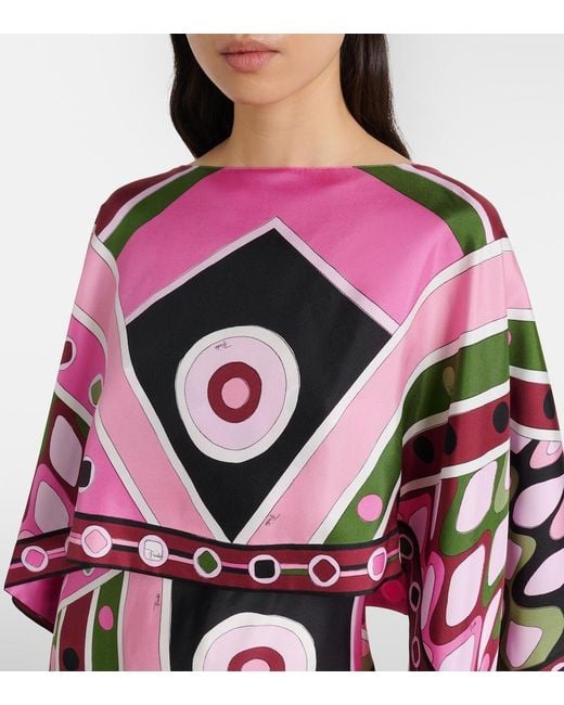 Emilio Pucci Vivara Layered Silk Satin Maxi Dress