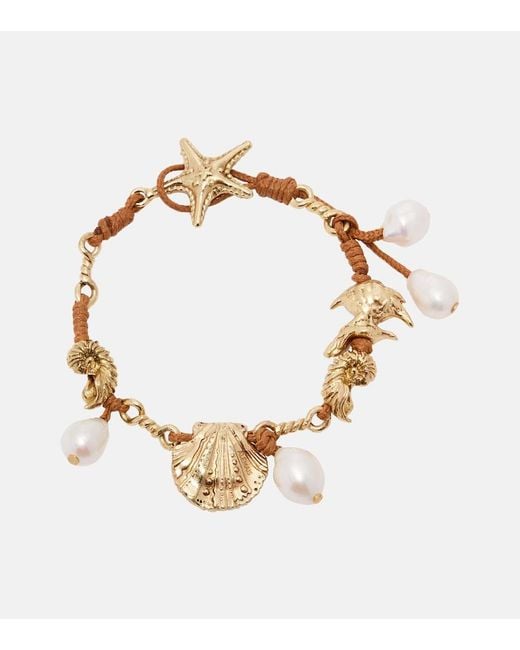 ALÉMAIS Metallic Faux Pearl Embellished Charm Bracelet