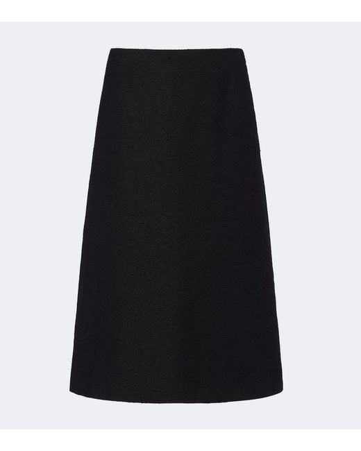 Fendi Black Wool-Blend Boucle Midi Skirt