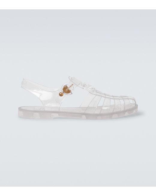 Gucci White Double G Rubber Sandals for men