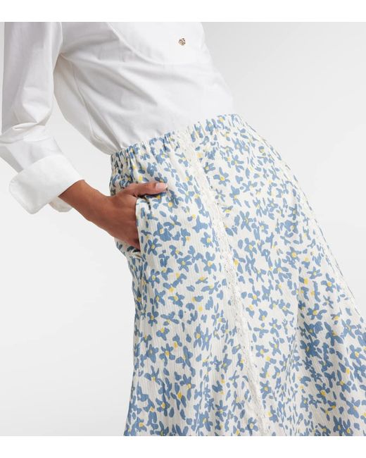 Falda midi Kona de algodon floral Velvet de color Blue
