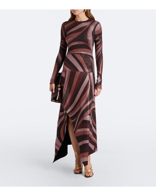 Emilio Pucci Brown Iride Lurex Jersey Midi Dress