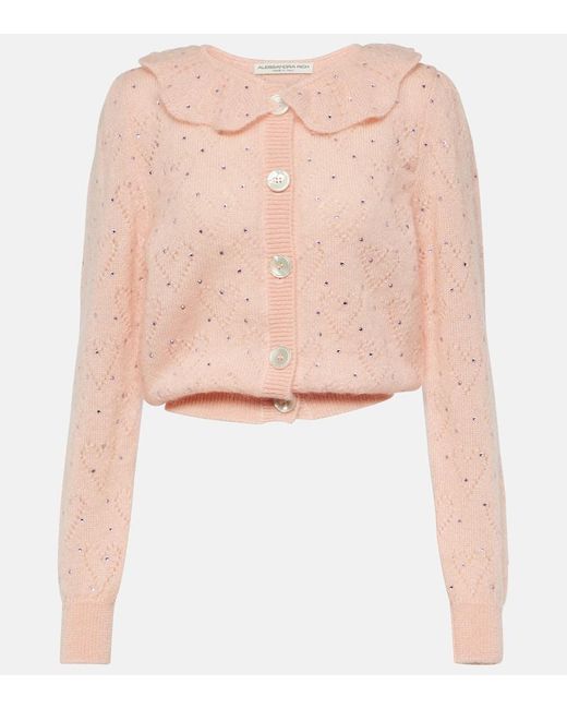Cardigan in misto mohair di Alessandra Rich in Pink