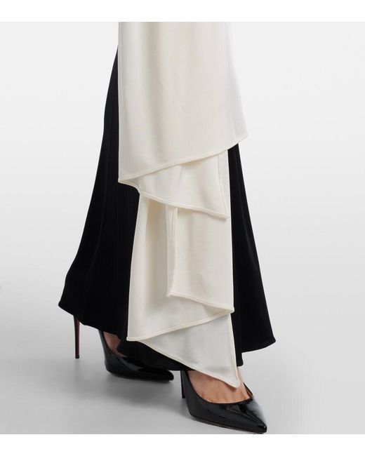 The New Arrivals Ilkyaz Ozel Black Leia Scarf-Detail Halterneck Gown