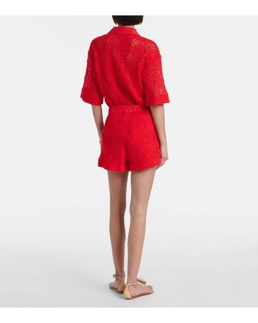 Sir Red Crochet High-Rise Cotton-Blend Shorts