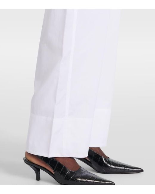 TOTEME Twisted Seam Cotton Poplin Wide-Leg Pants in White | Lyst