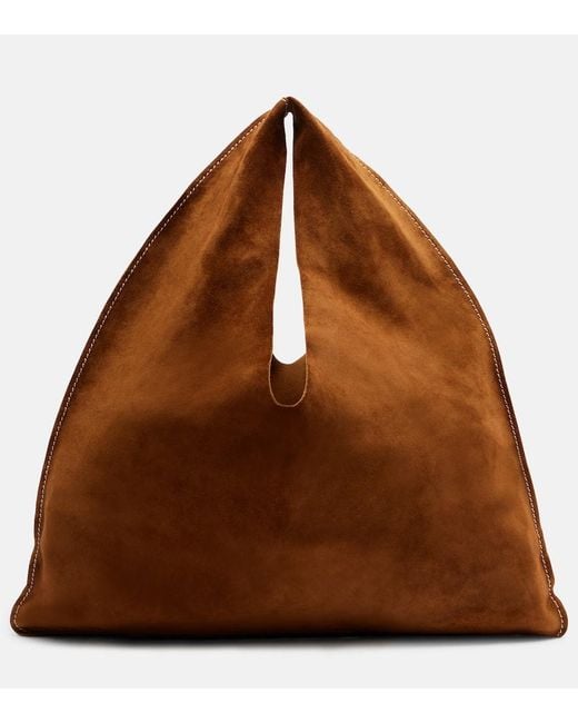 The Row Brown Bindle Small Suede Tote Bag