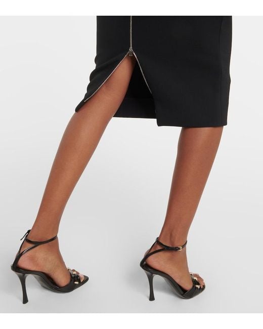 Victoria Beckham Fitted T-Shirt Crepe Midi Dress in Black | Lyst