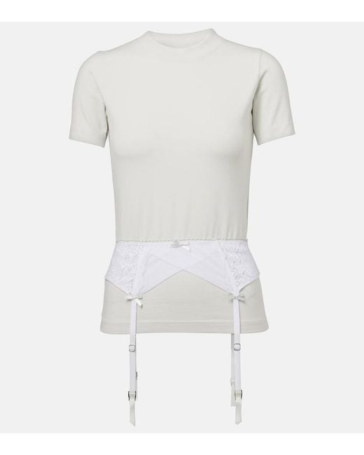 Balenciaga White Lingerie Cotton-Blend Jersey T-Shirt
