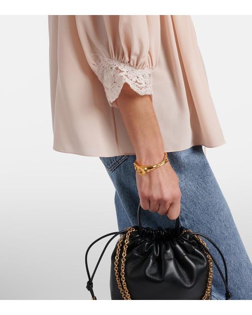 Chloé Natural Lace-Trimmed Silk Crepe De Chine Blouse