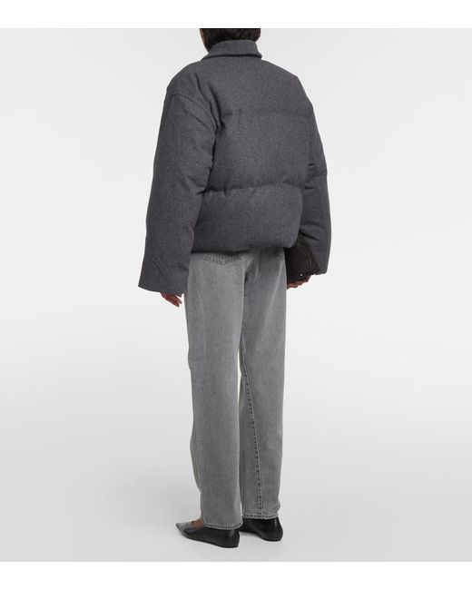 Totême Gray Wool-Blend Flannel Down Jacket