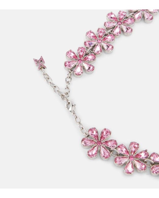 AMINA MUADDI Pink Crystal-Embellished Choker