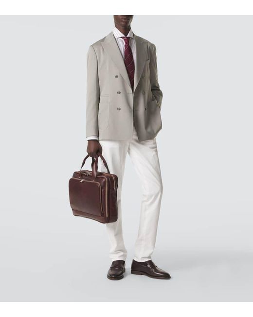 Brunello Cucinelli Brown Leather Briefcase for men