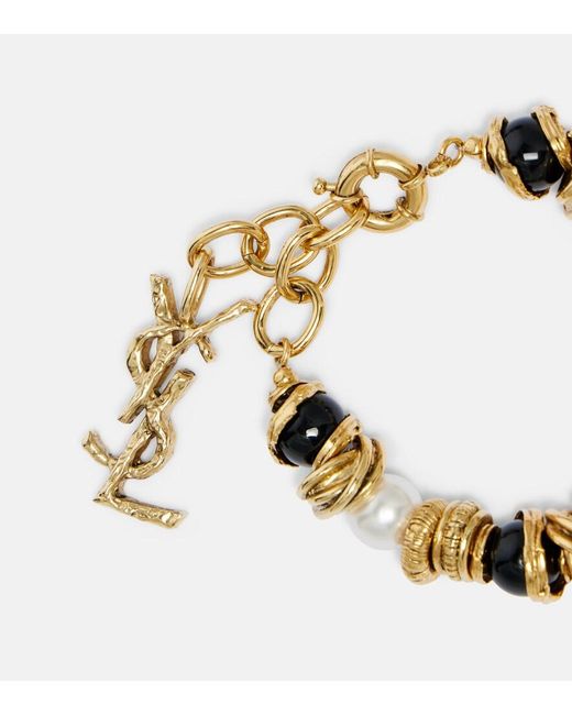 Saint Laurent Metallic Loulou Embellished Bracelet