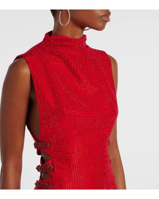 Robe Longue En Crepe A Ornements Self-Portrait en coloris Red