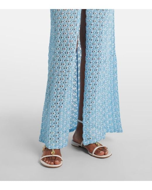 Missoni Blue Open-Back Lame Lace Maxi Dress