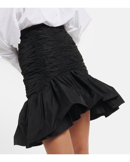 Patou Black Ruched Faille Miniskirt