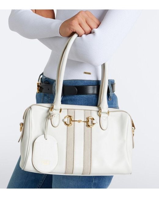 Gucci White Borsetto Small Leather Bowling Bag