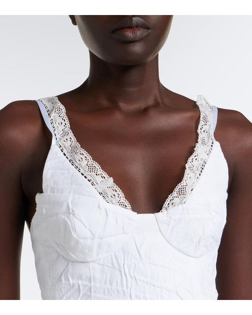 ShuShu/Tong White Crinkled Cotton-Blend Minidress