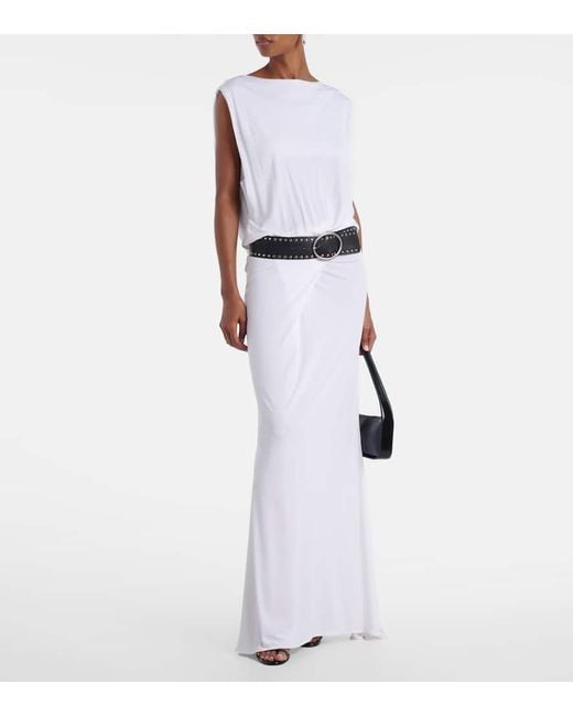 Christopher Esber White Belted Draped Jersey Maxi Dress