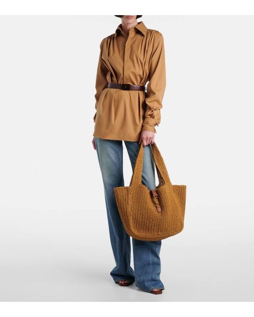 Saint Laurent Brown Le 5 A 7 Bea Large Cord Tote Bag