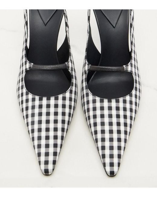 Alaïa White Drop Gingham Slingback Pumps
