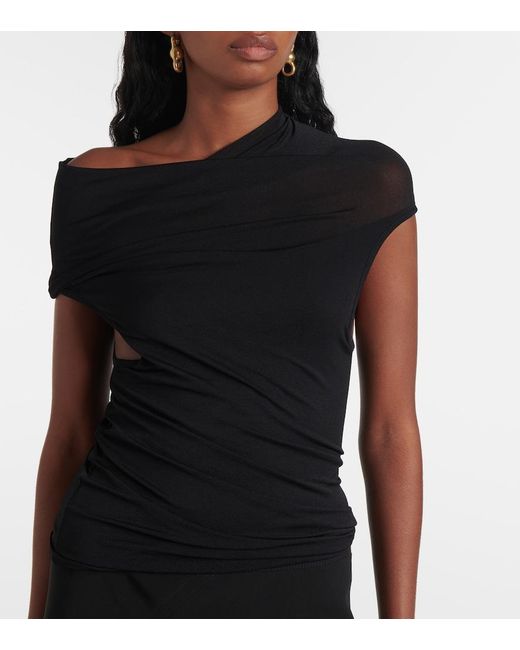 Rick Owens Black Draped Jersey Minidress