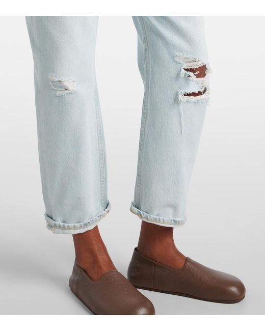 Citizens of Humanity Blue Dahlia Distressed Low-Rise Wide-Leg Jeans