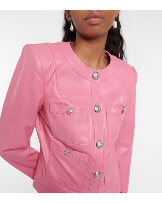 Veronica Beard Pink Ozuna Faux-leather Jacket
