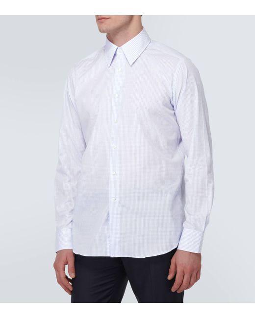 Canali White Checked Cotton Shirt for men