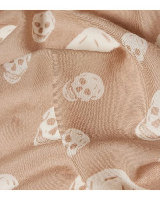 McQueen Natural Skull Silk Scarf