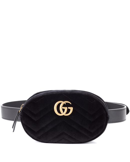 Riñonera de terciopelo GG Marmont Gucci de color Black