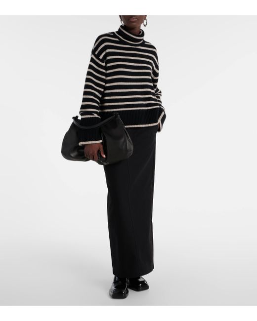 Lisa Yang Black Fleur Striped Cashmere Sweater