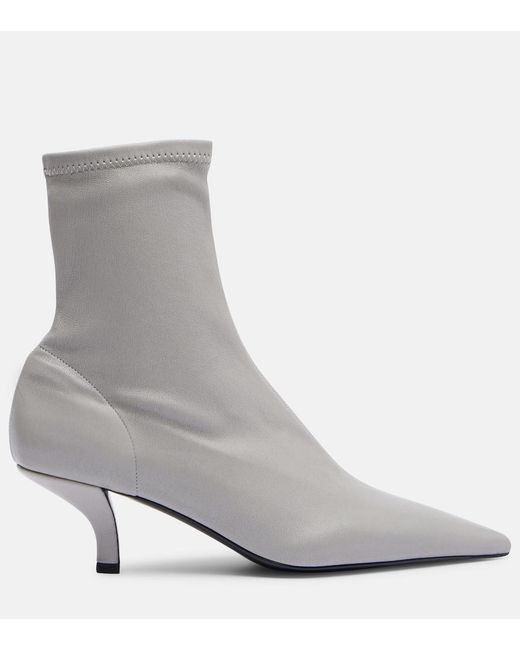 Totême Gray Leather Ankle Boots