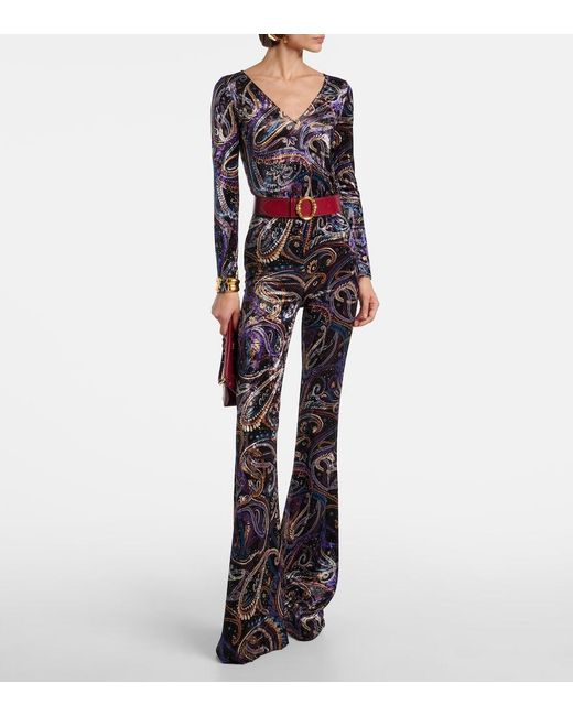 Etro Blue Paisley Velvet Top