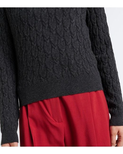 Jardin Des Orangers Blue Cable-Knit Cashmere Polo Sweater