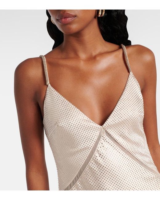 Roland Mouret Natural Embellished Satin Gown