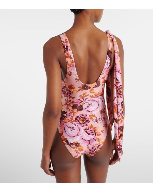 Chloé Red Floral Knot-Detail Swimsuit