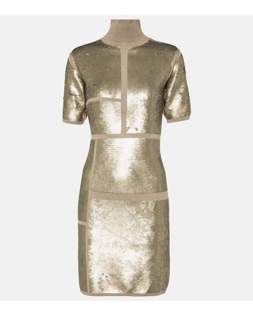 Joseph Natural Sequined Wool-Blend Minidress