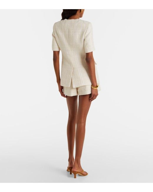 Veronica Beard White Jazmin Cotton-Blend Tweed Shorts