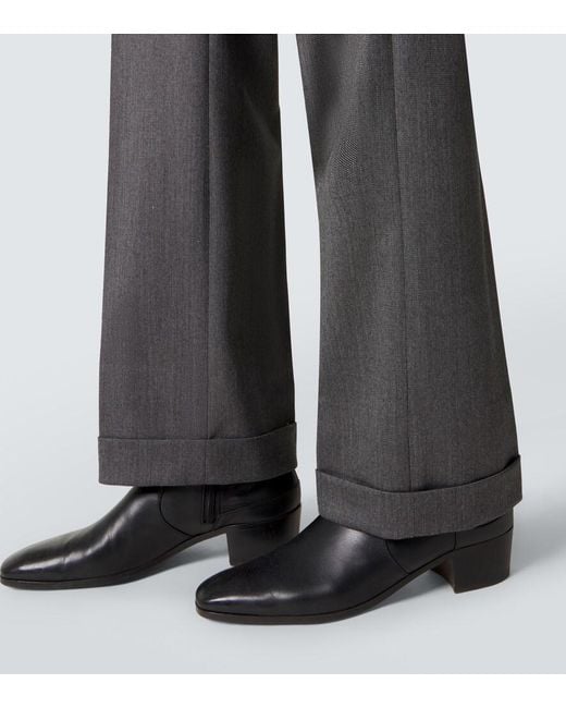 Tom Ford Gray Mouline Wool Twill Straight Pants for men