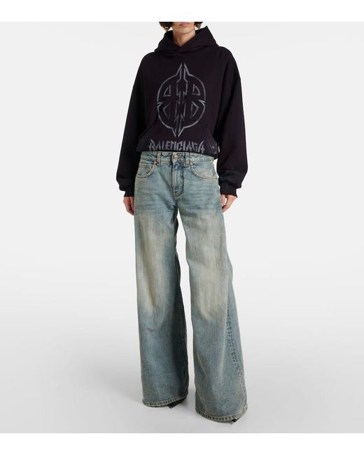 Balenciaga Blue Mid-Rise Wide-Leg Jeans