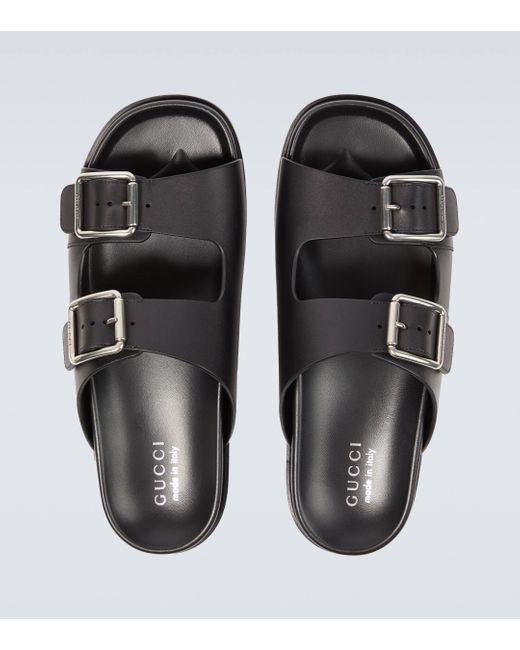 Gucci Black Leather Sandals for men