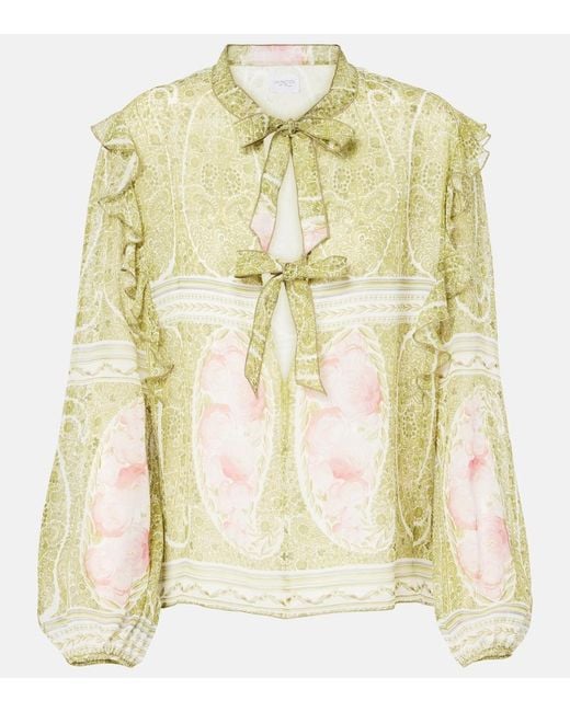Giambattista Valli Metallic Printed Silk Georgette Blouse