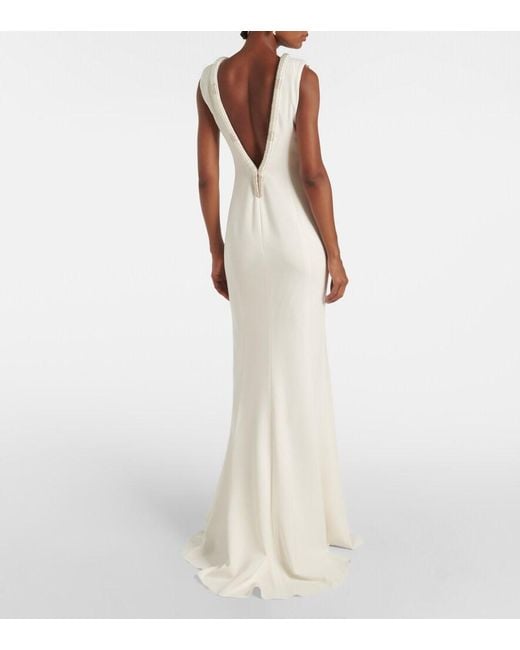 Max Mara White Bridal Corsica Embellished Cady Gown