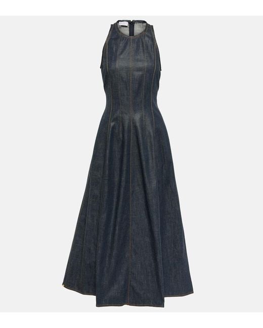 Vestido largo de denim Brunello Cucinelli de color Blue