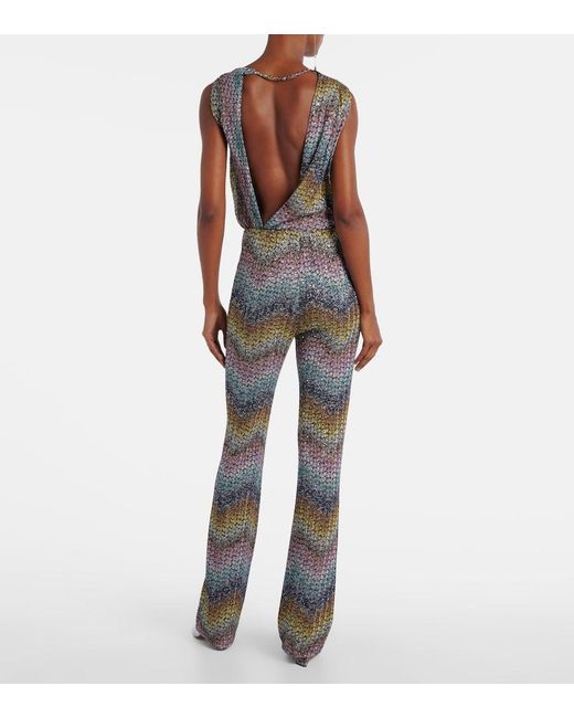 Missoni Blue Sequined Lame Flared Pants