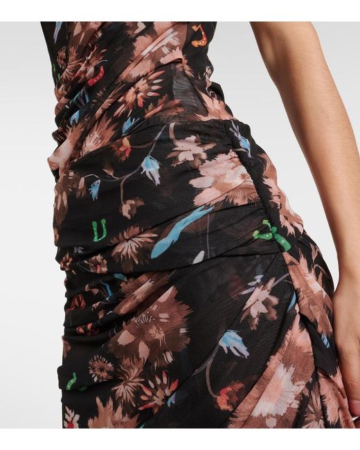 Dorothee Schumacher Black Sheer Flowers Floral Draped Midi Skirt