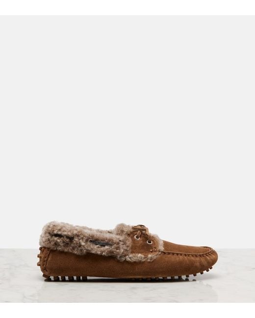 Brunello Cucinelli Brown Monili Suede Driving Shoes