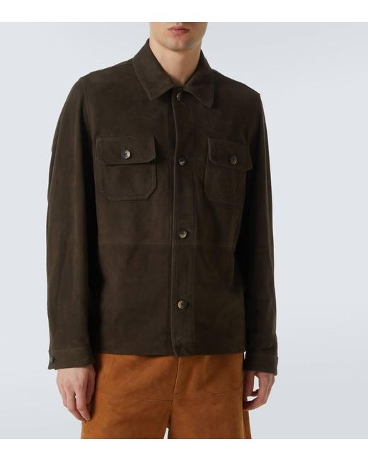 Frescobol Carioca Green Ravi Suede Overshirt for men